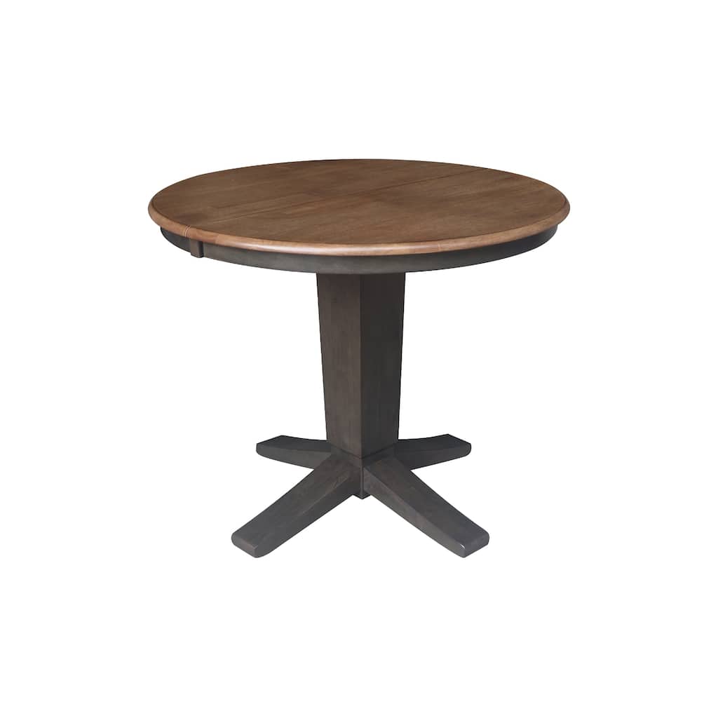 36 in Round Top Pedestal Dining Table with 12 in Leaf