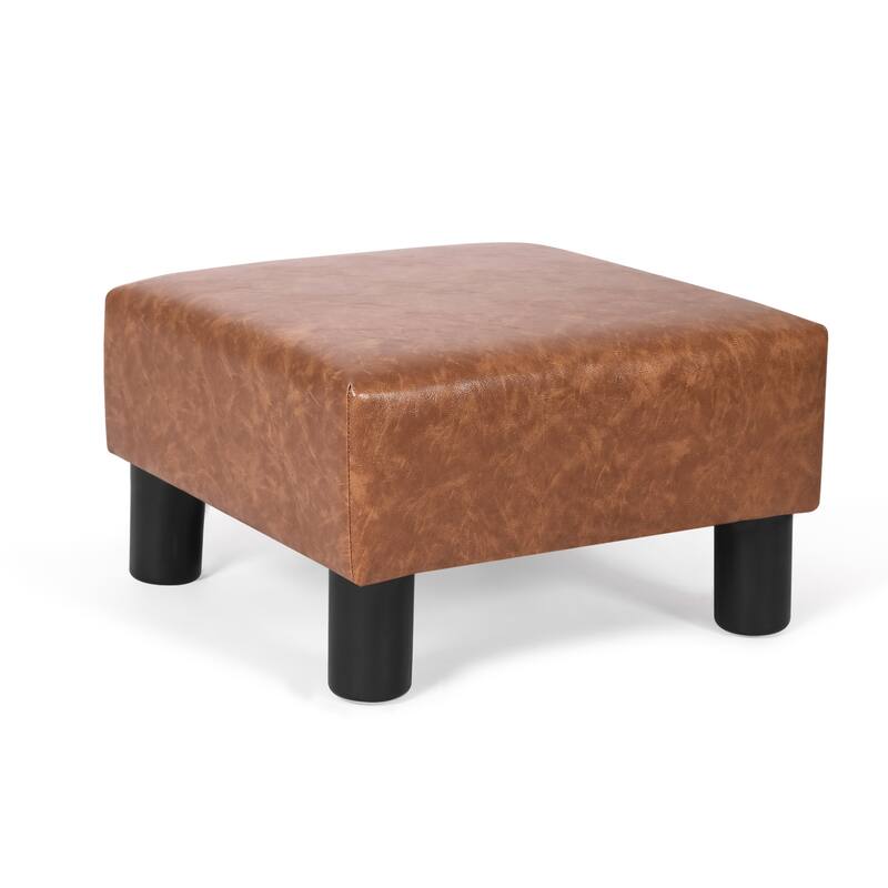 Adeco Footstool Ottoman PU Leather Footrest Modern Square Stool