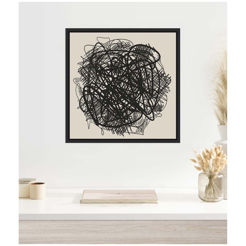Kate and Laurel Modern Abstract Linework Loofah by The Creative Bunch Studio Framed Canvas Wall Art Print