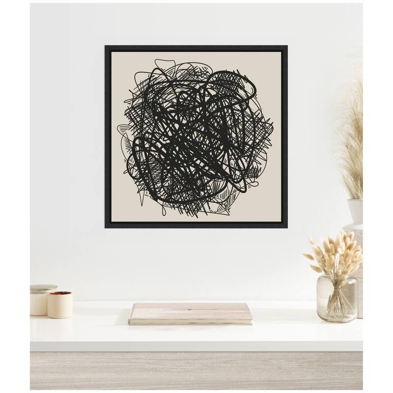 Kate and Laurel Modern Abstract Linework Loofah by The Creative Bunch Studio Framed Canvas Wall Art Print