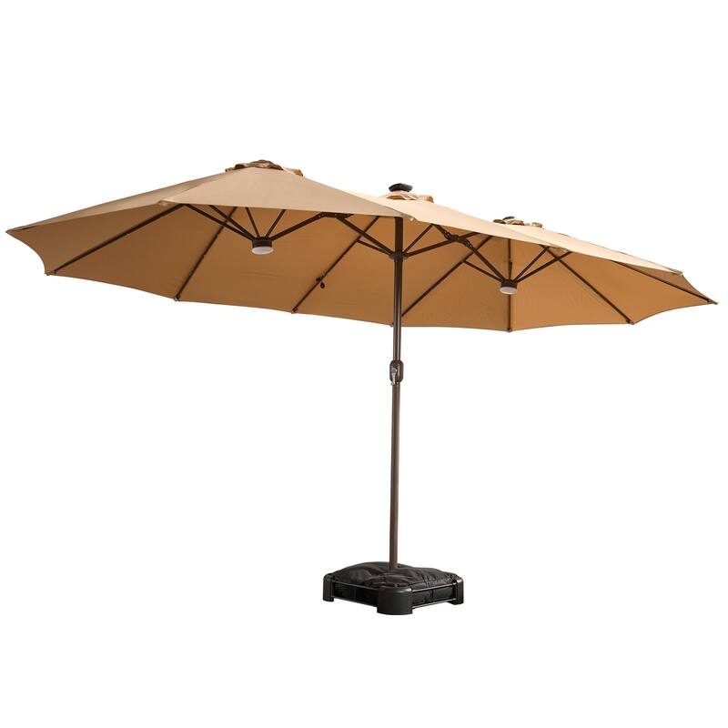 XIZZI Outdoor Patio Umbrella with Solar LED Lights and Base