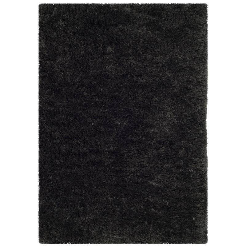 SAFAVIEH Handmade Sheep Shag Dochia Solid Polyester Rug - 2' x 3' - Charcoal
