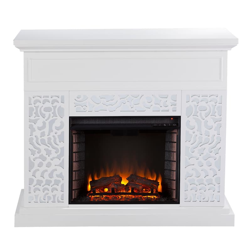 SEI Furniture Westmont Contemporary White Wood Electric Fireplace