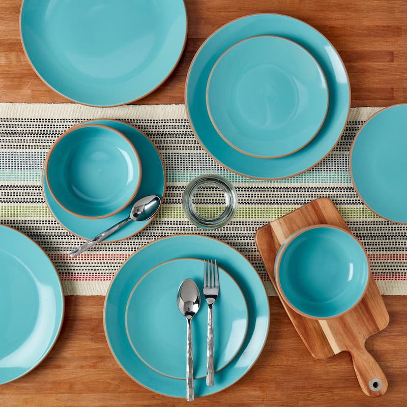 INFUSE 12-Piece Dinnerware Set, Aqua (Service for 4)