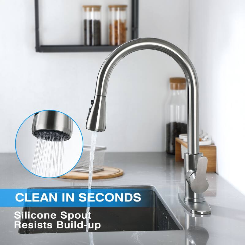 Single-Handle Pull-Down Sprayer Kitchen Faucet with Soap Dispenser