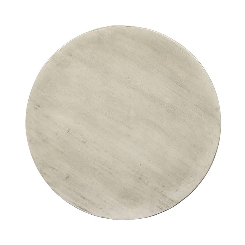 Ina Side End Table, Angled Legs, 16 Inch Round Gray Top, Acacia Wood