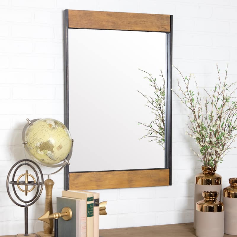Cliveden Wood & Metal Wall Mirror - 32"h x 21"w x 1.5"d