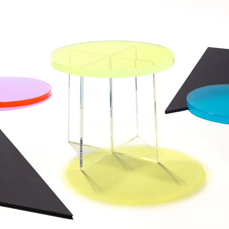 SAFAVIEH Couture Togzhan Acrylic Accent Table - 18.5" W x 18.5" L x 15.6" H - 19Wx19Dx16H - Neon Yellow