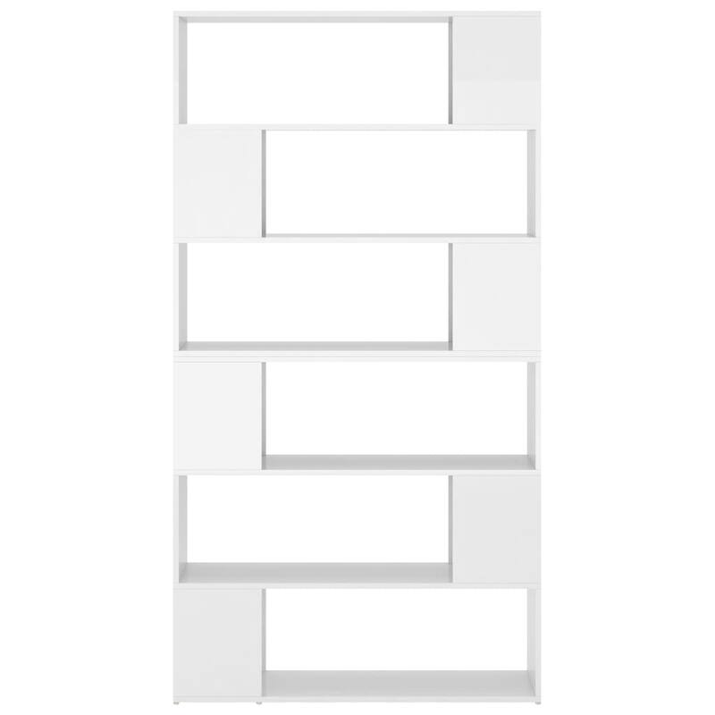 vidaXL Book Cabinet Room Divider High gloss white Engineered wood - 9.4 x 39.4 x 74.0 in