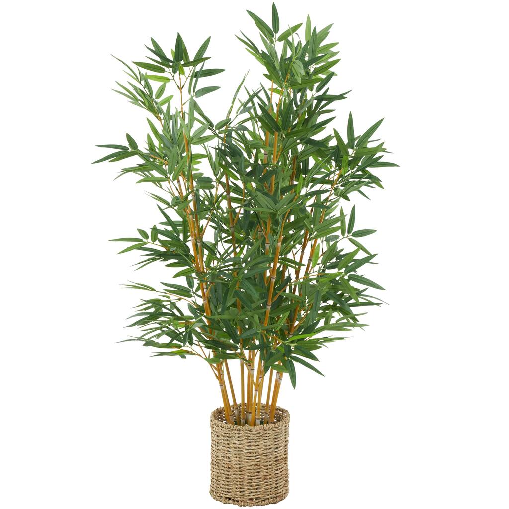 Faux Foliage Artificial Tree with Realistic Leaves and Brown Seagrass Pot - Green - Roche River Decor - 27"W x 27"L x 39"H