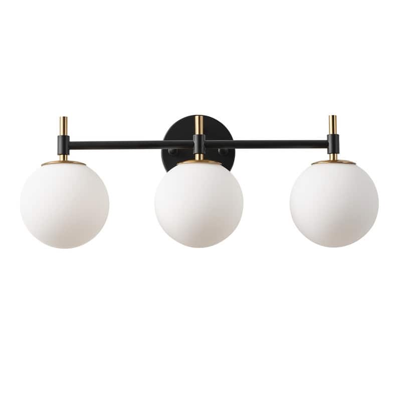 Modern 3-Light Wall Sconce with White Glass Shades for Bathroom Vanity