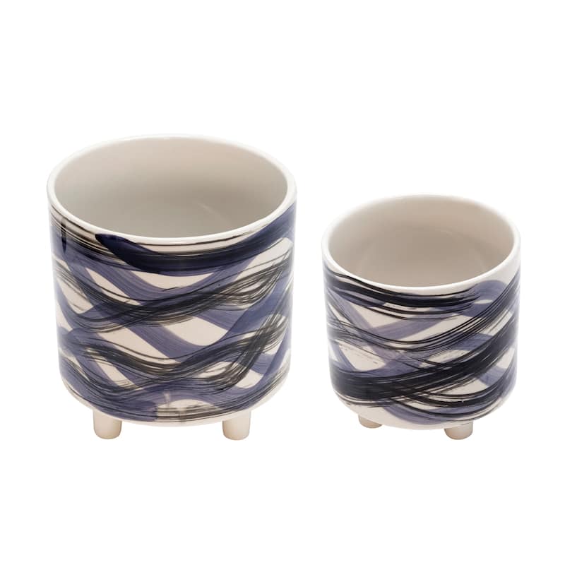 S/2 Footed Planters 9/6" - Blue