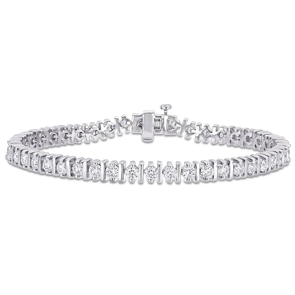 Miadora Sterling Silver 4 3/5ct TGW Created White Moissanite Tennis Bracelet