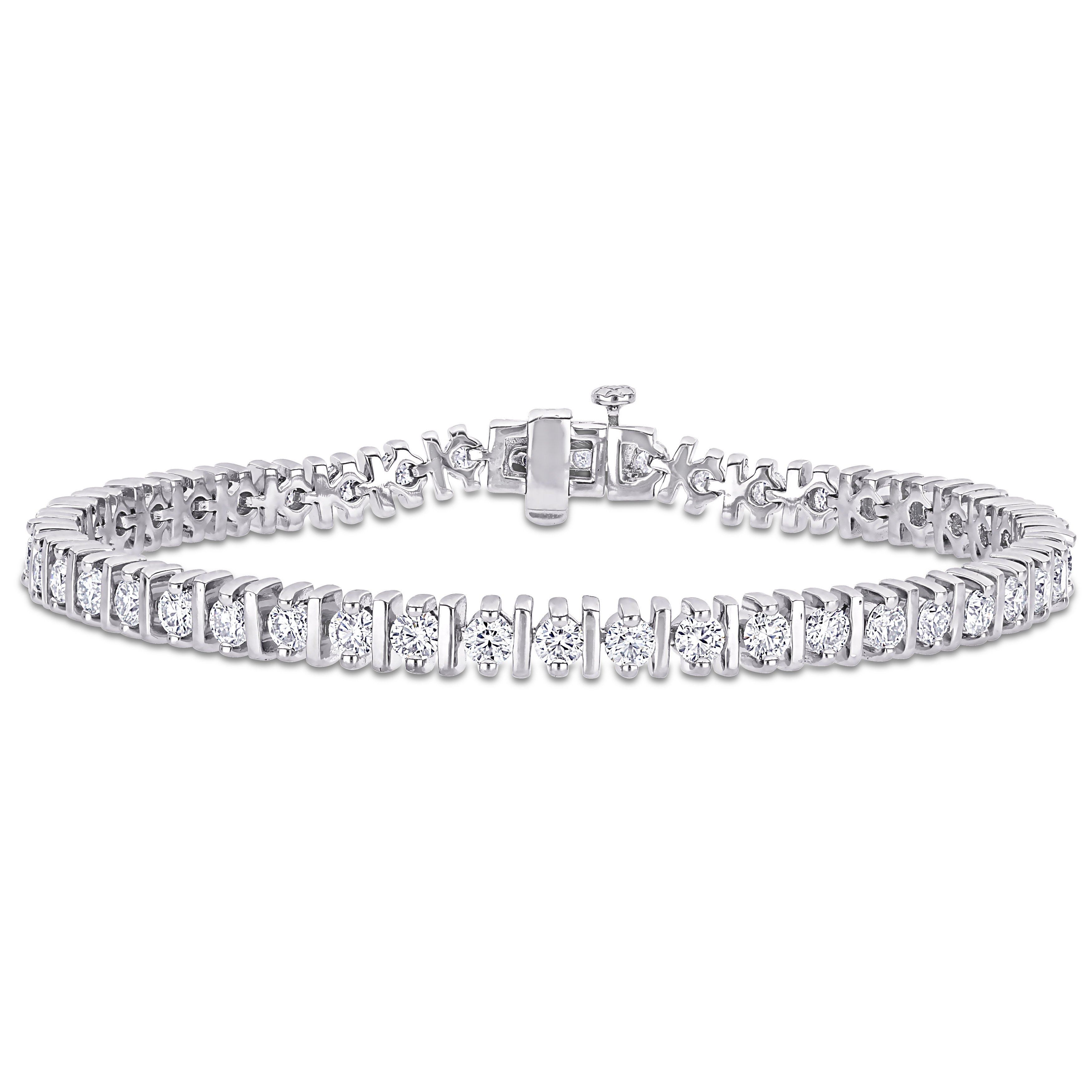 Miadora Sterling Silver 4 3/5ct TGW Created White Moissanite Tennis Bracelet