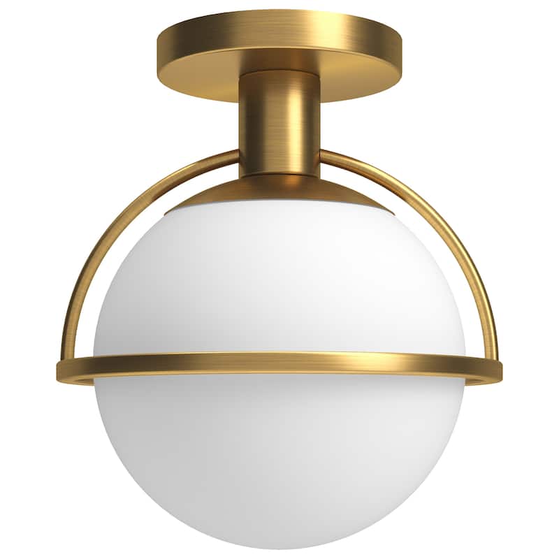 Cieonna 9.25" Wide Semi Flush Mount with Glass Shade - Gold