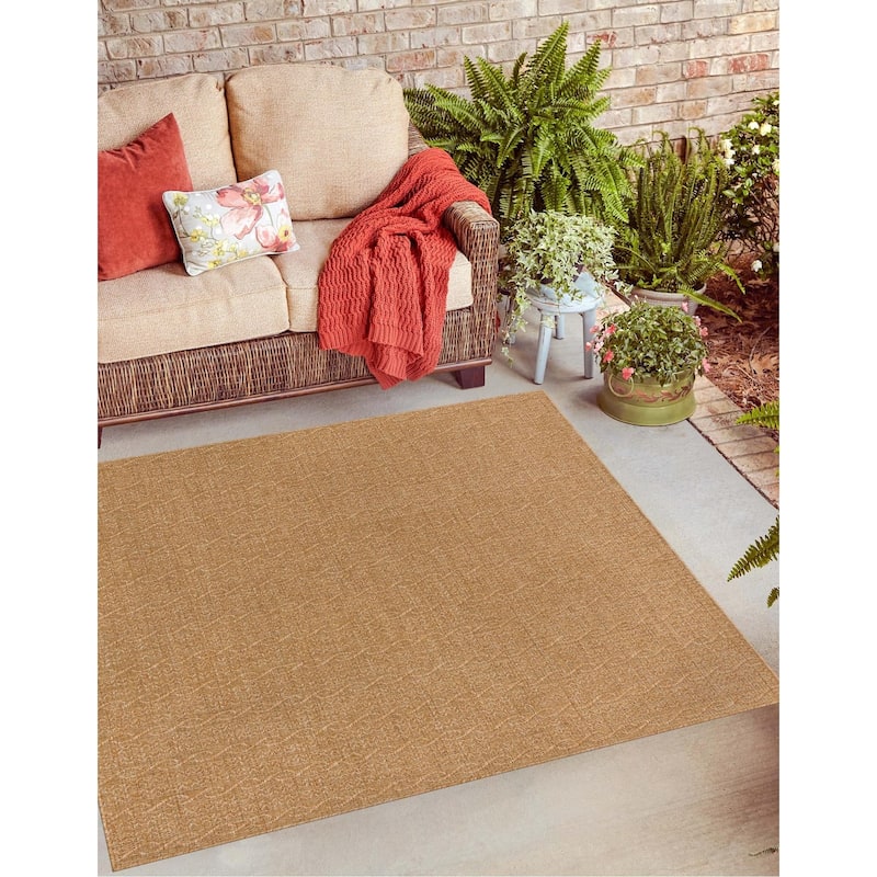 Outdoor Ucul Collection Area Rug - Light Brown - 6' Square