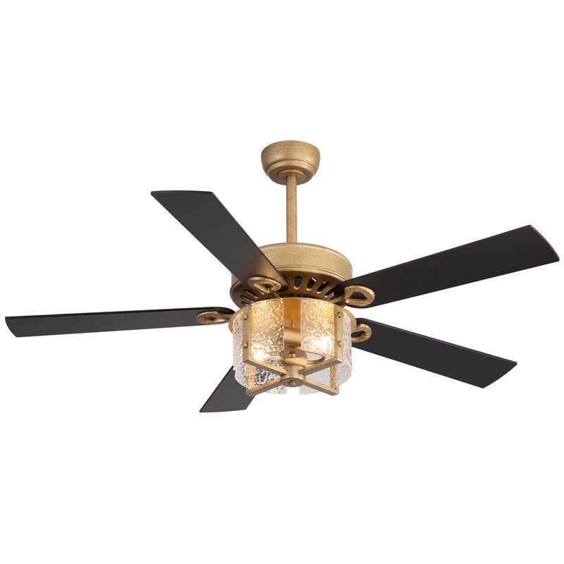 52" Reversible 5-Blade Caged Ceiling Fan with Light and Remote