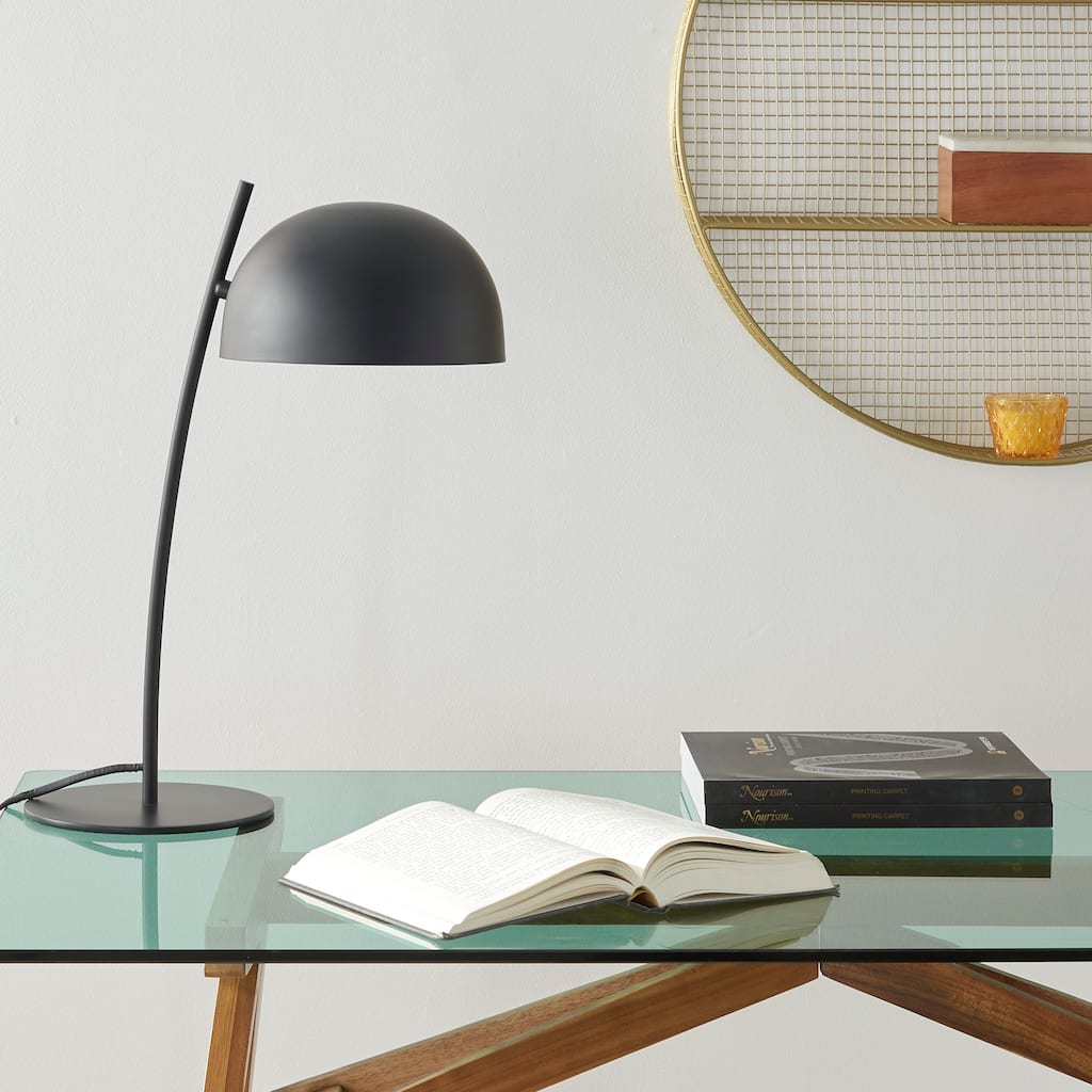 Nourison 21" Black Sleek Iron Arched Desk Lamp