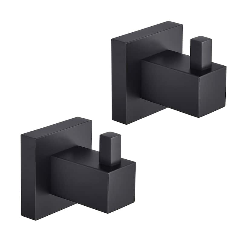 Cube Bathroom Towel & Robe Hook 2 Count - Matte Black