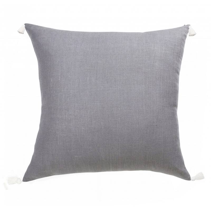 20" X 20" Slate Gray Linen Striped Zippered Pillow