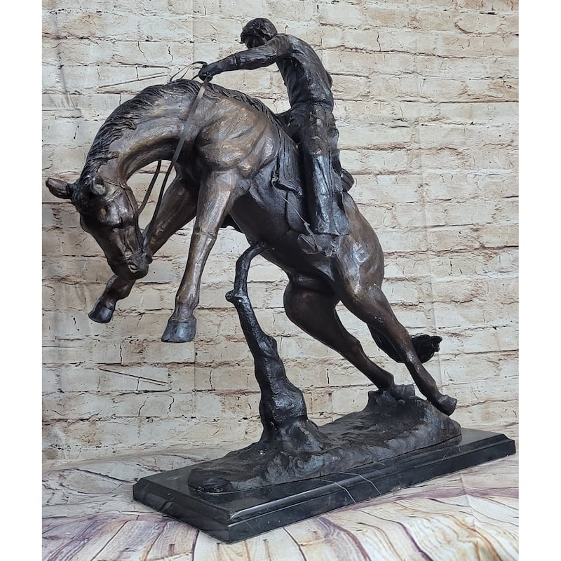 Bronco Twister C.M. Russell Western Bronze Sculpture Statue Cowboy 23 Inches X 24 Inches