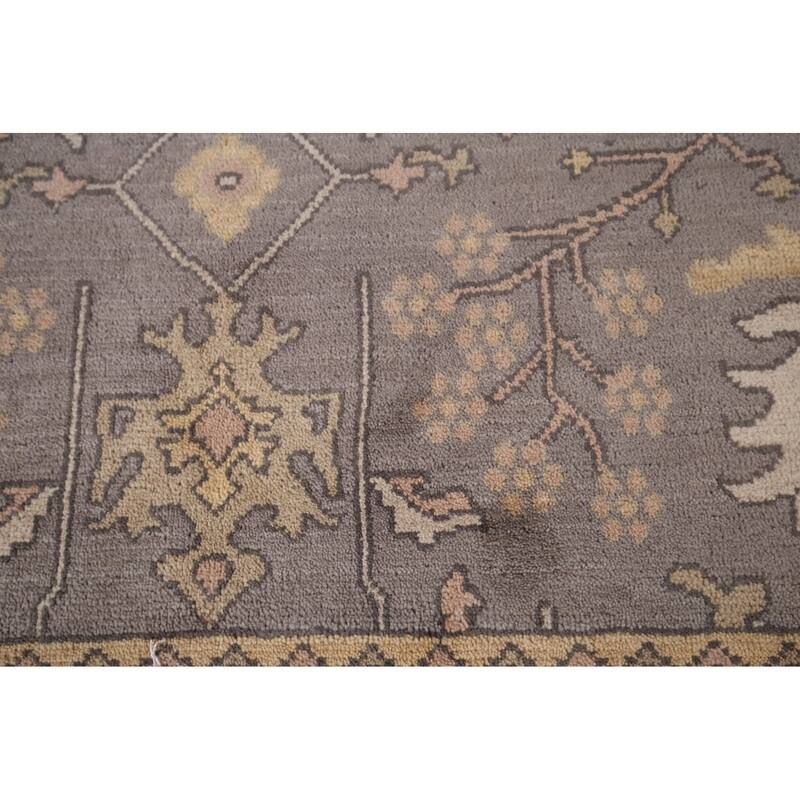 All-Over Grey Oushak Indian Area Rug Handmade Wool Carpet - 9'0"x 11'9"