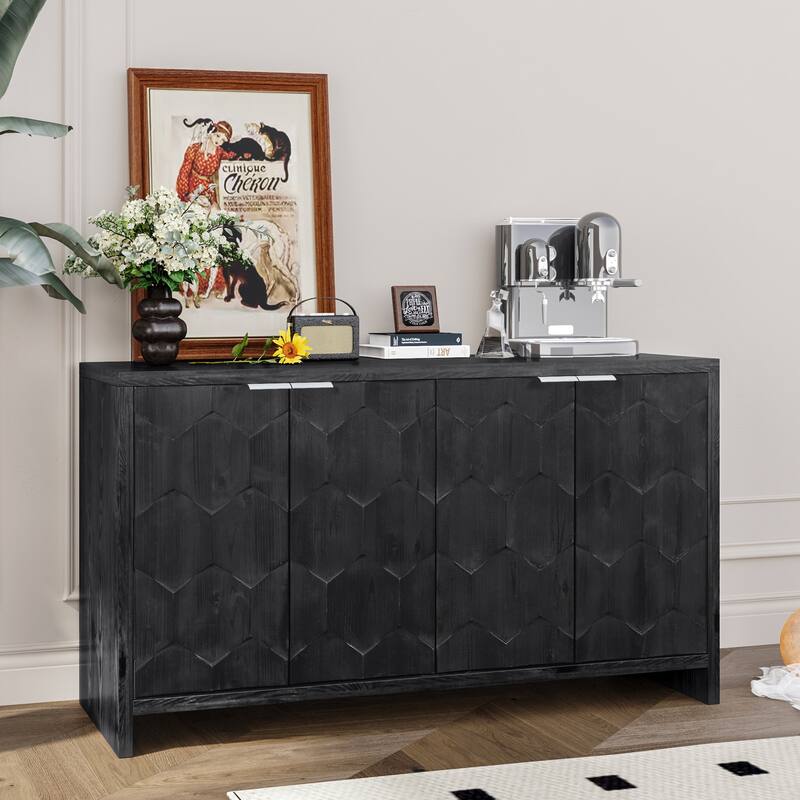 Antique Black Accent Storage Cabinet/ Buffet Sideboard / Entry Cabinet