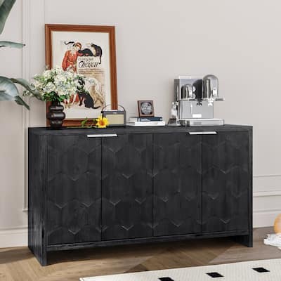 Wood Storage Cabinet with Adjustable Shelves for Living Room or Entryway Organization