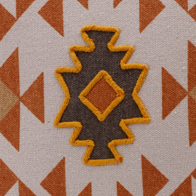 Sevita Handmade Orange/Off-White Sevitawestern Cotton Throw Pillow, 20" x 20"