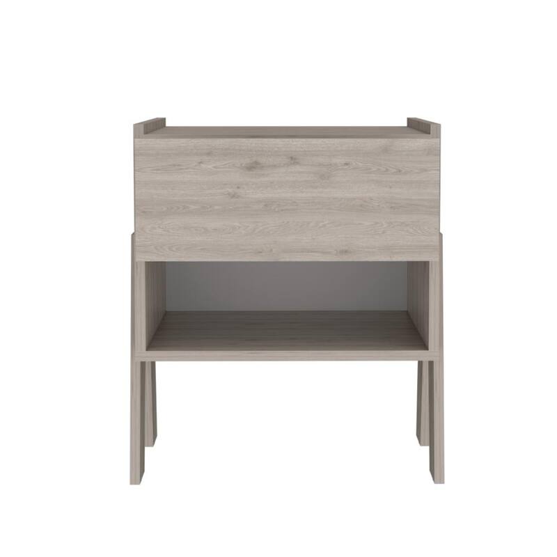 22inch Light Gray Nightstand with One Drawer and Open Shelf