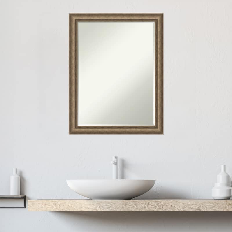 Angled Half-Inch-Bevel Wood Framed Bathroom Vanity Wall Mirror - Glass Size 18x24