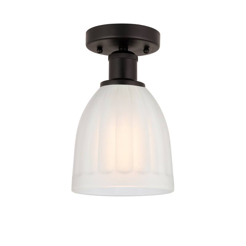Innovations Lighting Brookfield - 1 Light 6" Semi-Flush Mount - Oil Rubbed Bronze/White