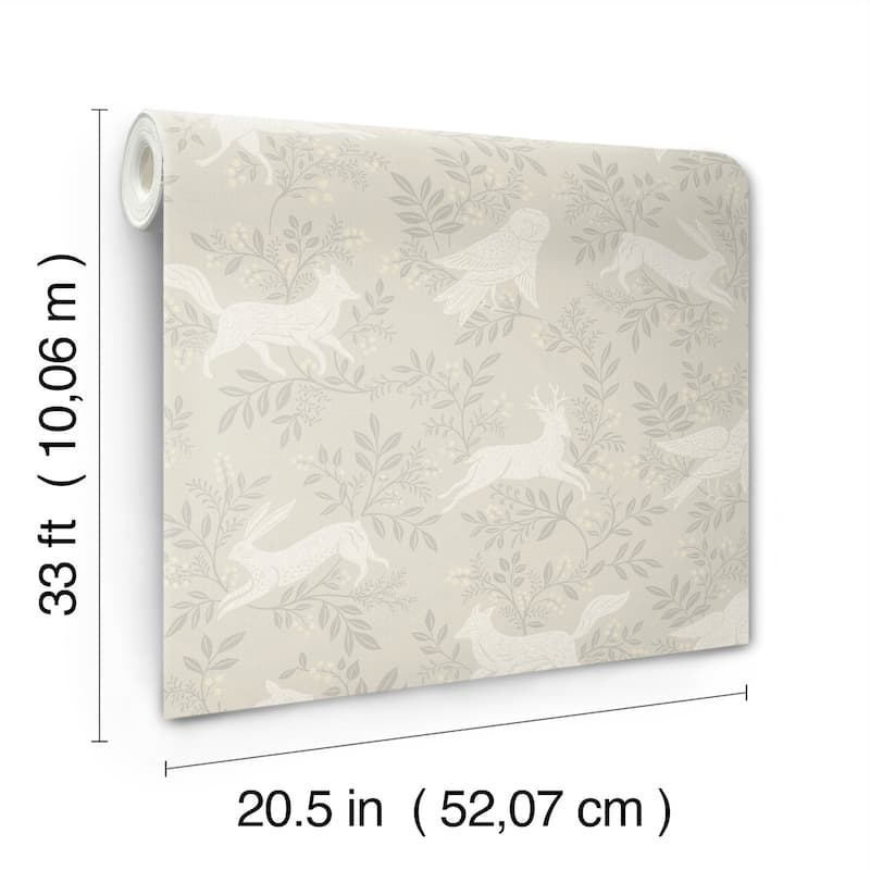 Chesapeake Revelry Taupe Forest Frolic Wallpaper