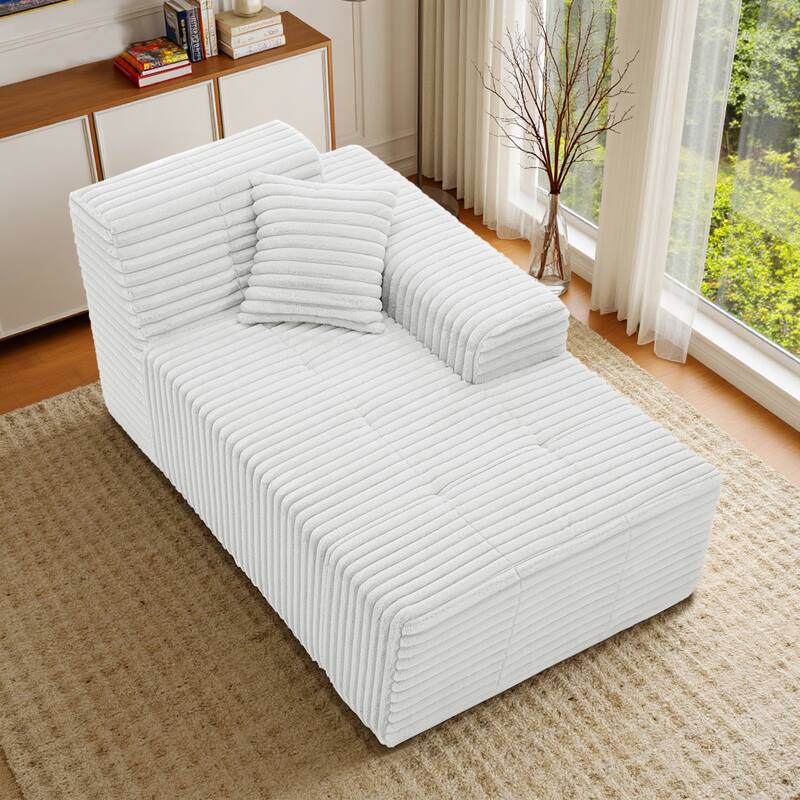 32" W No Assembly Required Plush Corduroy Chaise