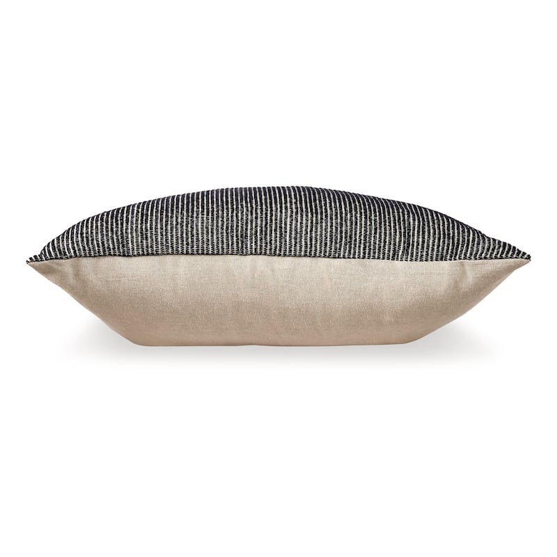 Square Accent Throw Pillow, 20 Inch, Striped Black Cotton, Gray Brown