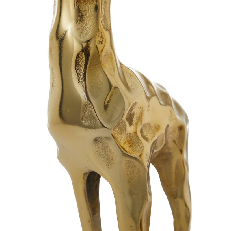 Aluminum Metal Giraffe Sculpture - Set of 2 Gold - Roche River Decor - 4"W x 6"L x 27"H