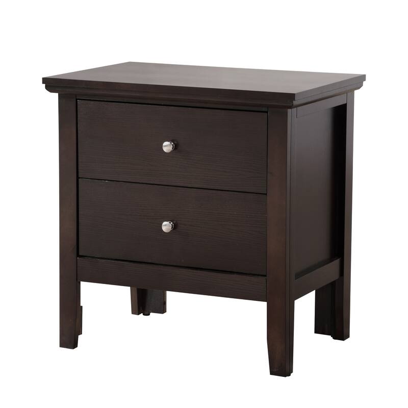 2-Drawer Rectangular Nightstand - 24" - Brown