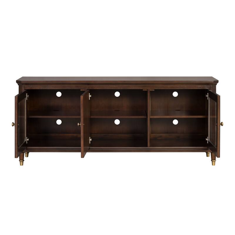 Furniture of America Prylen Modern Dark Cherry 70-inch TV Stand with 6 Shelves