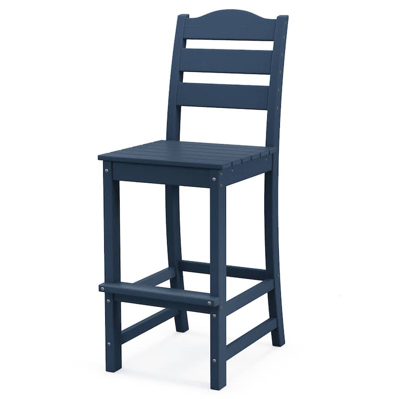 Outdoor HDPE Bar Stool Patio Tall Chair Backrest Footrest Grey - Turquoise