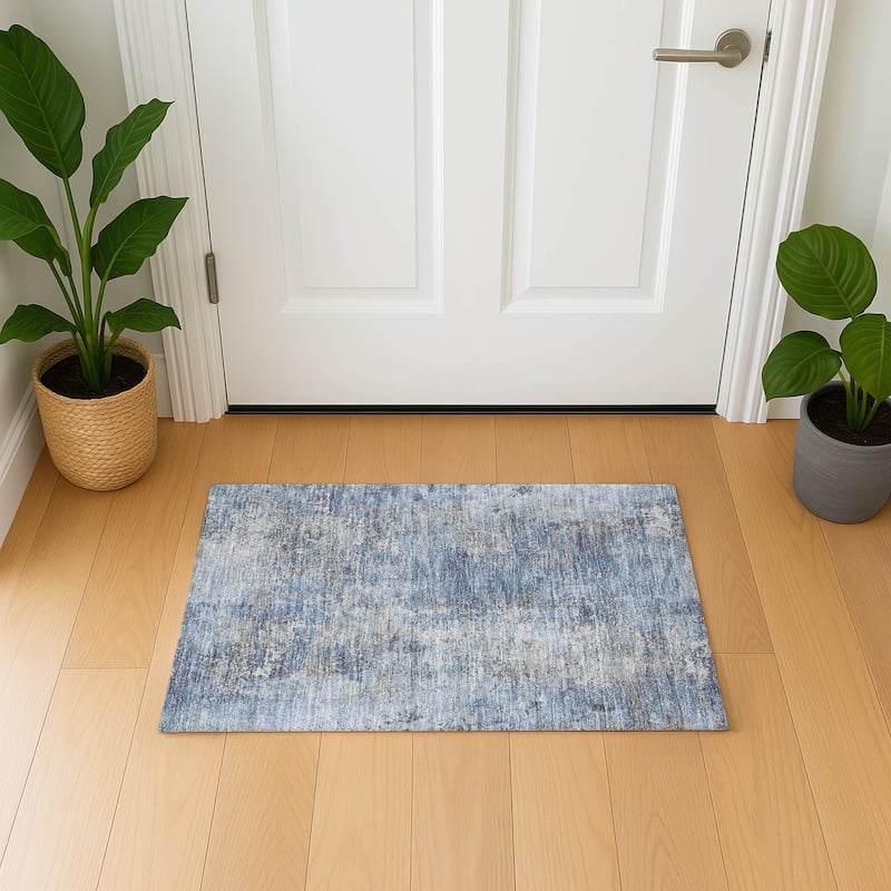 Premium Washable Super Soft Chic Abstract Mayfield Rug - Denim - 1'8" x 2'6"