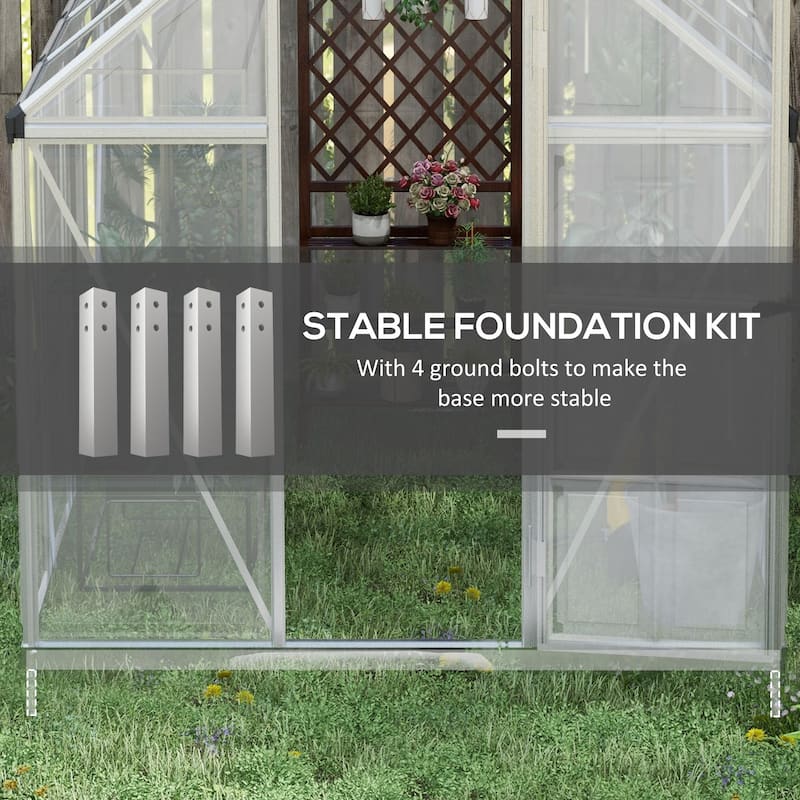 6' x 8' Greenhouse Walk-in Green House, Silver