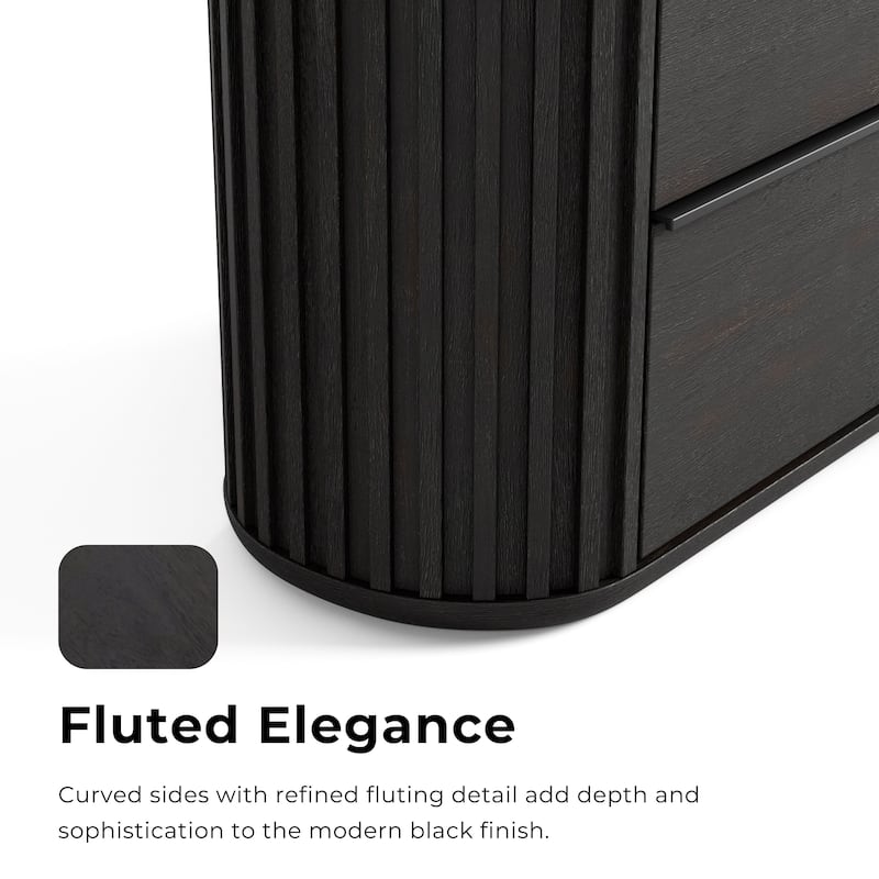 Furniture of America Caelan I Modern 5-Piece Black Solid Wood Fluted Panel Bedroom Set
