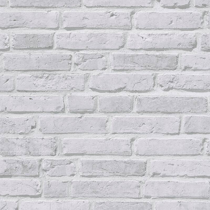 Galerie Wallcoverings Bricks and More Collection Contemporary Brickshire Residents Vinyl on Non-woven Wallpaper Roll - 33-feet long x 21-inches wide - White