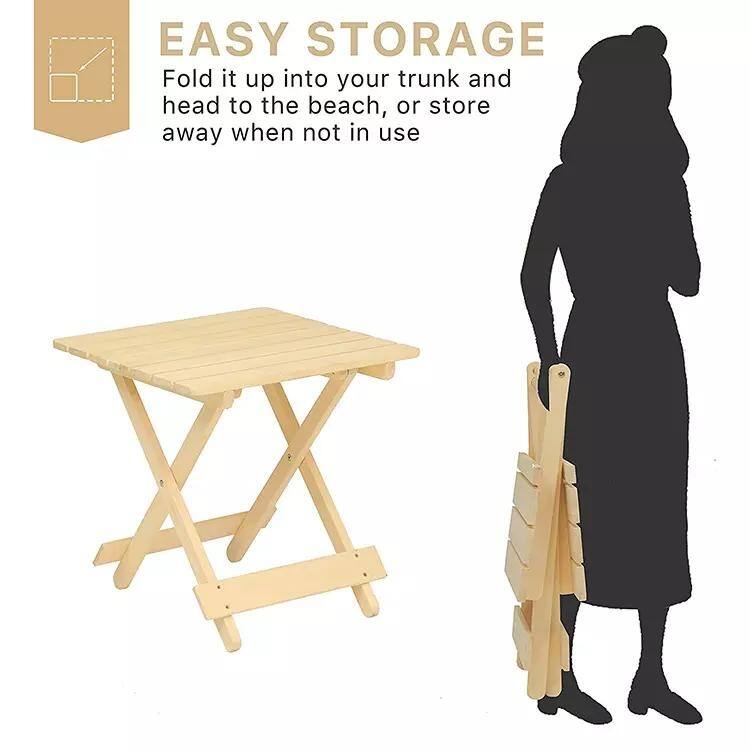 Folding Square Table Patio Outdoor Solid Wood Table