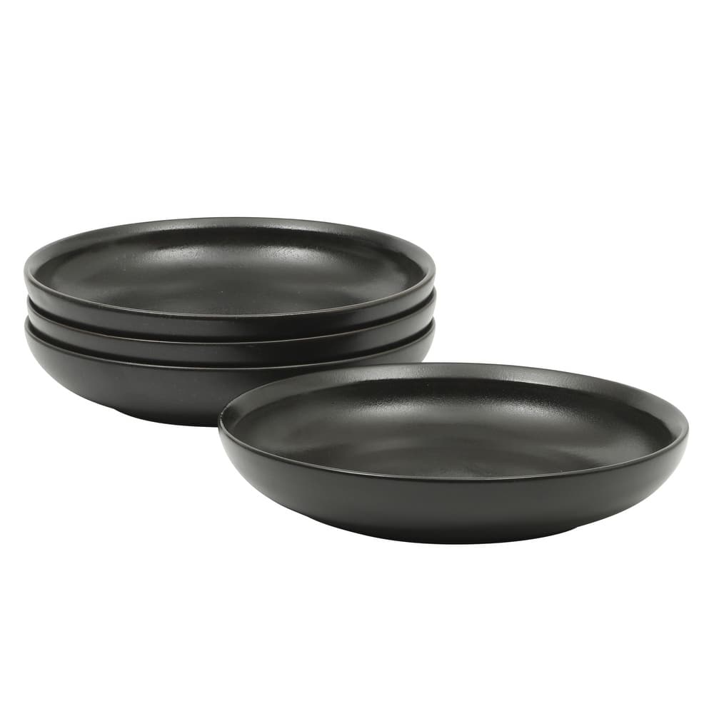 Gibson Elite Beckett 4-Piece Dinner Bowl Set - Reactive Glaze Stoneware - Shallow Pasta Bowls