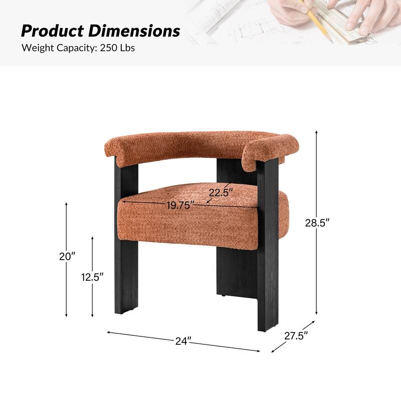 Georg Modern Boucle Dining Chair with Solid Wood Legs Set of 2 by HULALA HOME