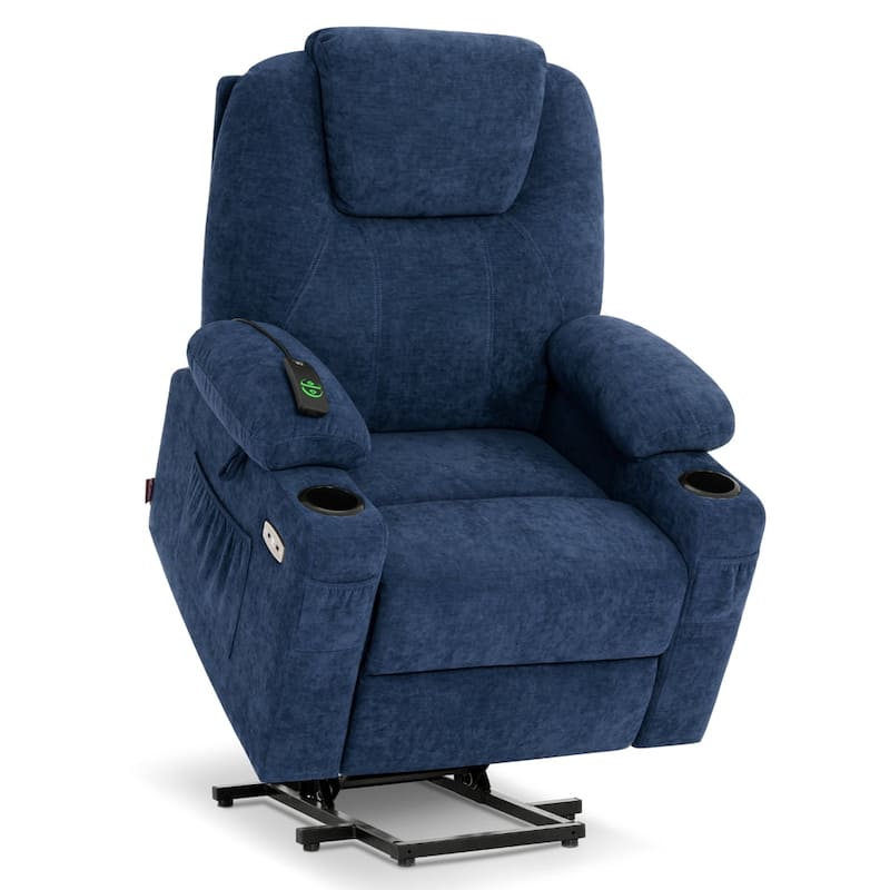 MCombo Large Power Lift Recliner Chair with Massage, Cup Holders, Extended Footrest, Fabric 7516