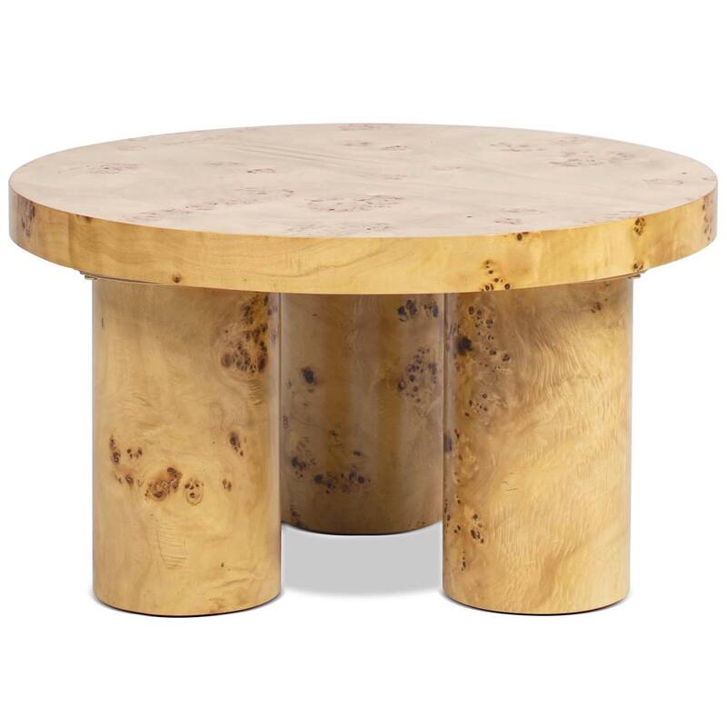Nebula 28" Burl Wood Round Pillar Leg Coffee Table
