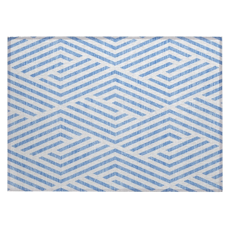 Machine Washable Indoor/ Outdoor Modern Diamonds Chantille Rug
