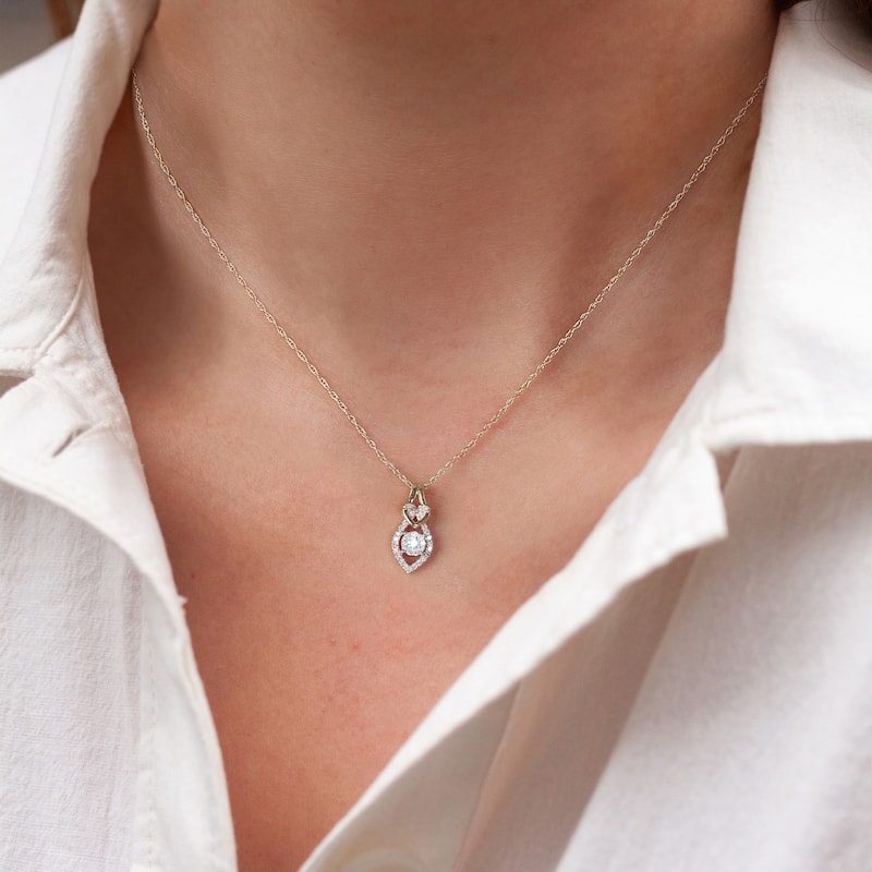 1/6ct TDW Diamond Teardrop Pendant Necklace in 10k Gold for Women